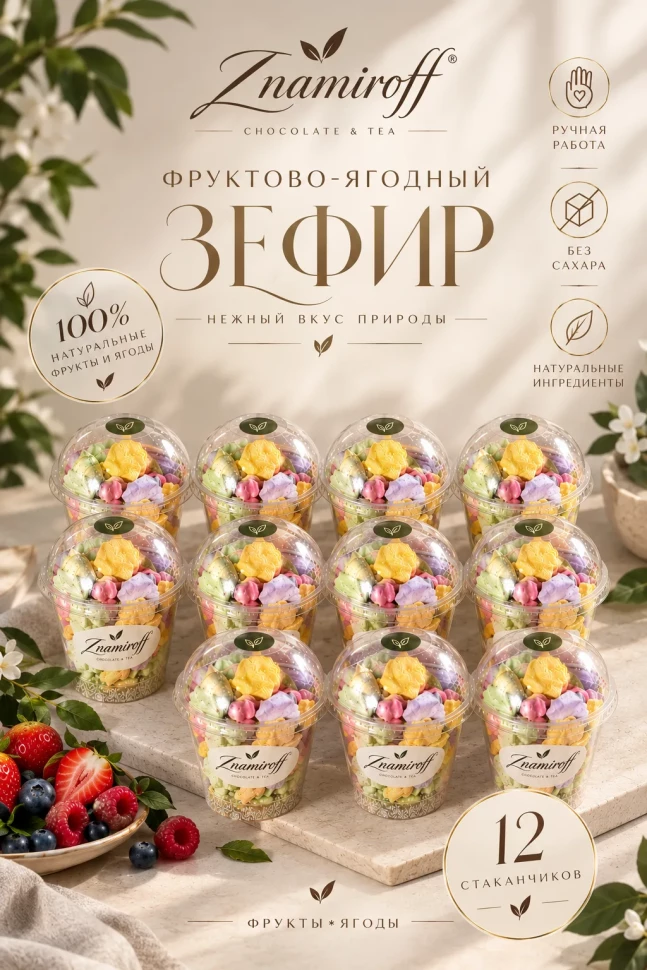  Зефир в стаканчиках без сахара(коробка 12шт по 100гр) в Березниках